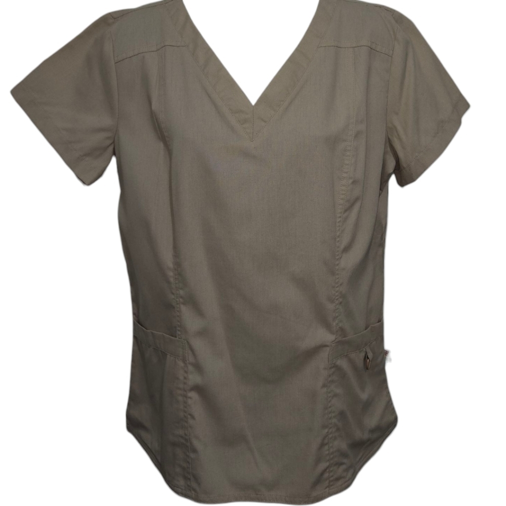 NWT Peaches Uniforms Khaki Short Sleeve Scrub Top